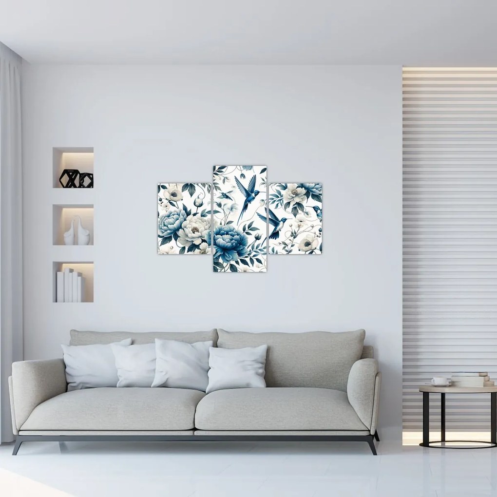 Kép - Kolibrikok virágokkal (90x60 cm)