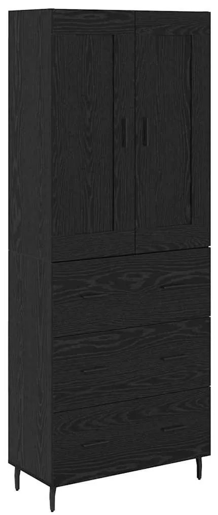 Magasfiú fiókkal 2 pcs Fekete tölgy Műanyag Fa és Üveg