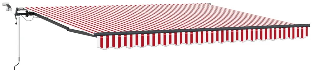 Automatikus behúzható napellenző LED-es piros-fehér csíkkal 400x300 cm