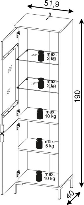 FLINN FL03 WITRYNA 2D CZARNY/CZARNY MAT 5W+