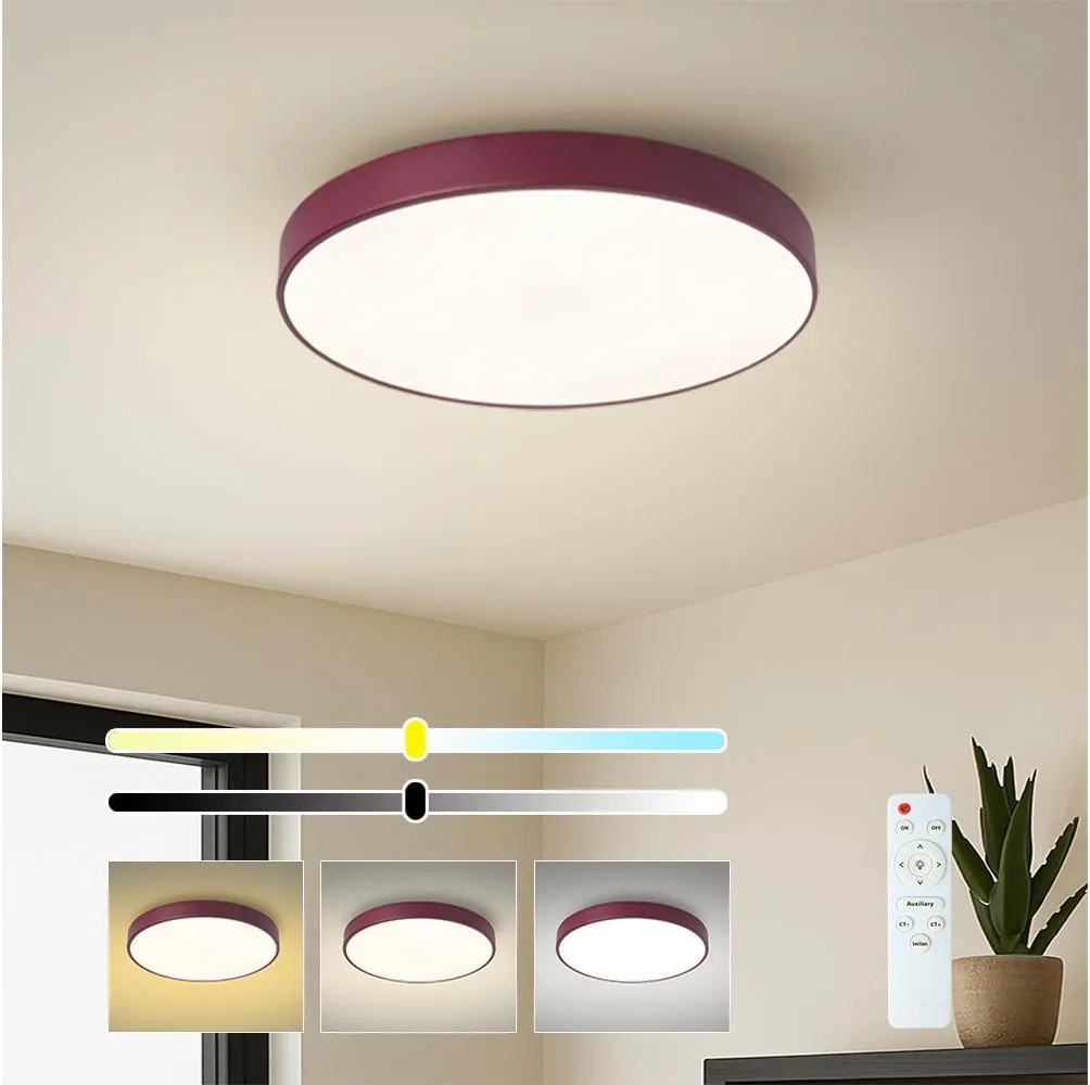 Brilagi-LED dimmelhető mennyezeti lámpa POOL LED/48W/230V 3000-6000K 40 cm bordó+távirányító