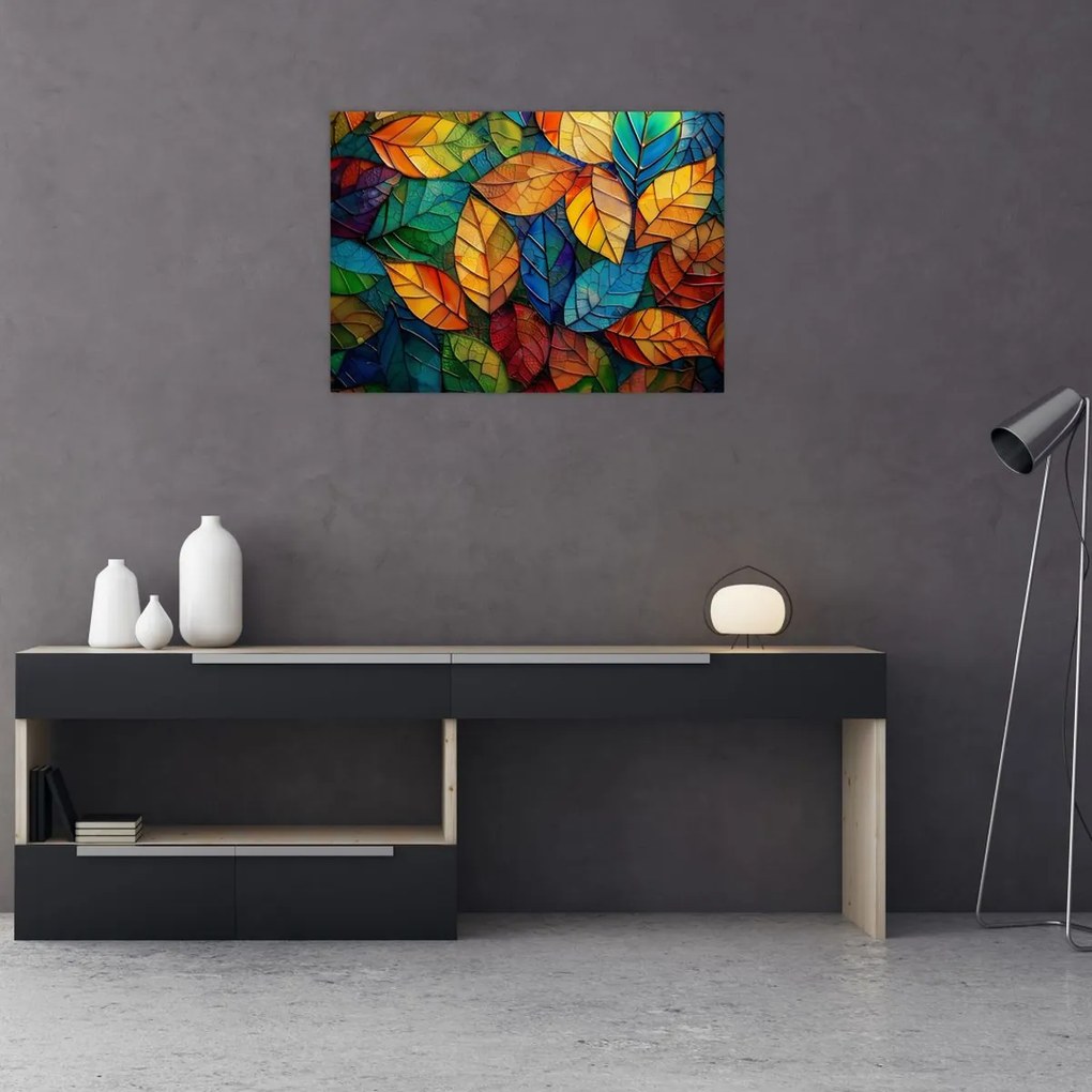 Üveg kép - Levélmozaik (70x50 cm)