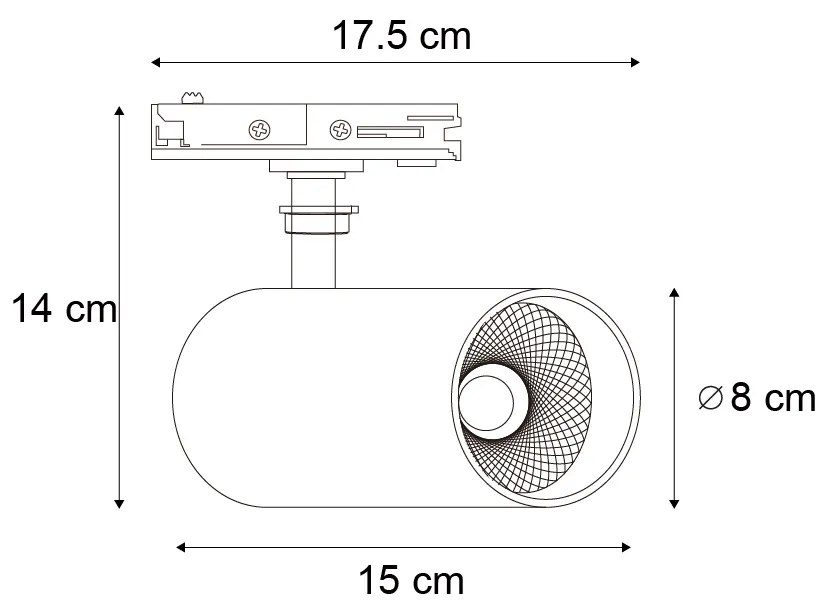 Modern fekete spotlámpa 1 fázisú sínrendszerhez, LED-del - Iconic Mark