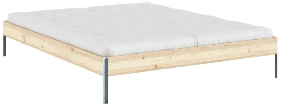 Natúr színű borovi fenyő franciaágy ágyráccsal 160x200 cm Core – Karup Design