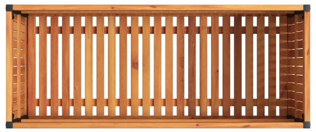 tömör akácfa és acél kerti virágtartó 110 x 45 x 44 cm