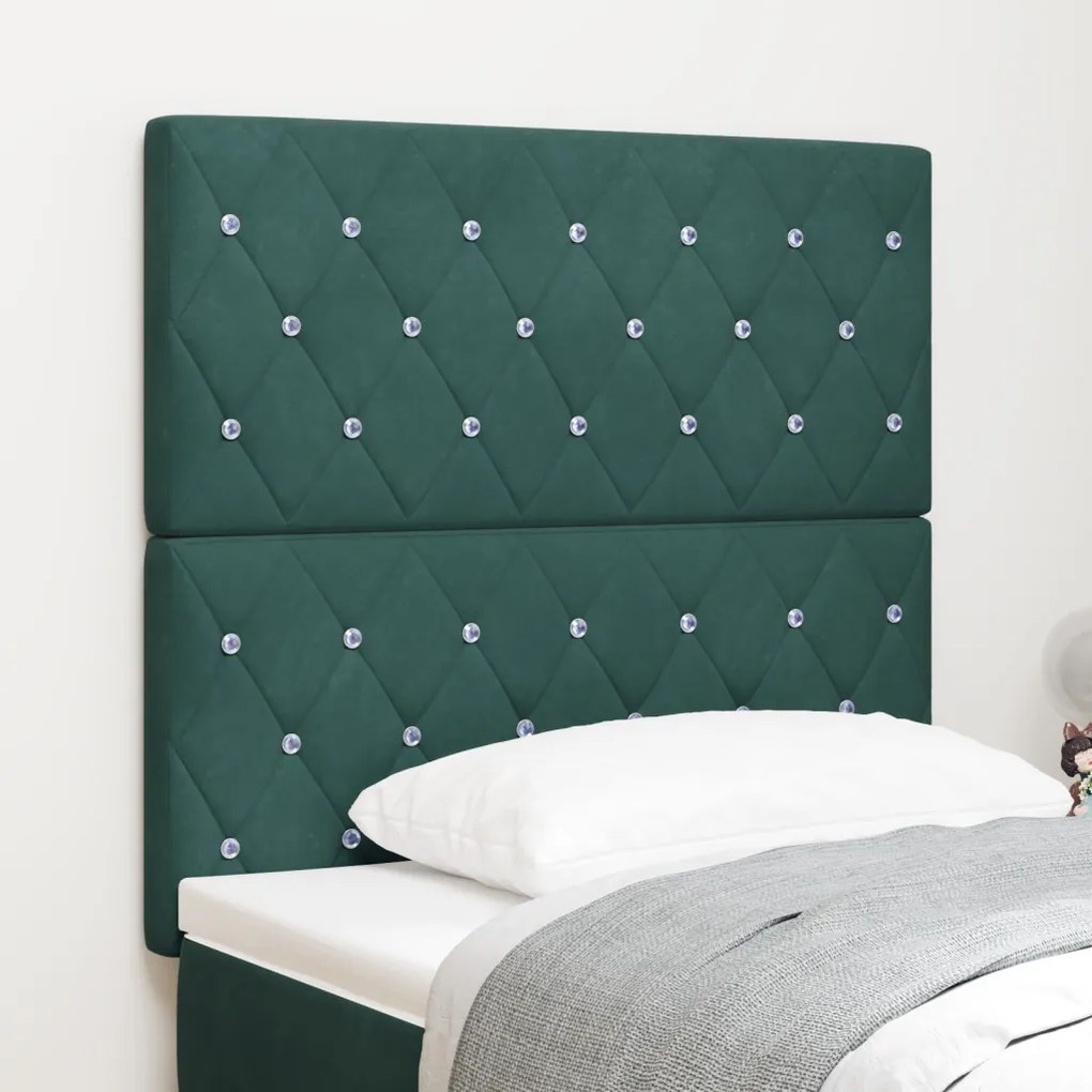 LED Háttámla Sötét Zöld 90 cm Bársony