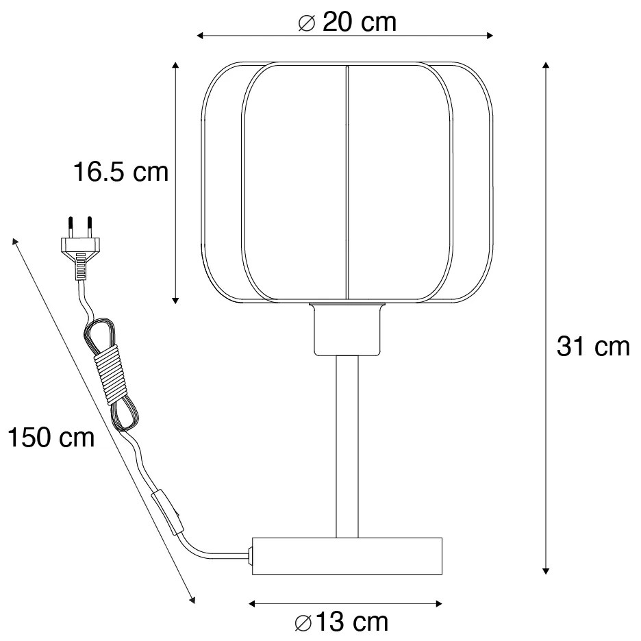 Japandi asztali lámpa fekete-fehér - Madleine