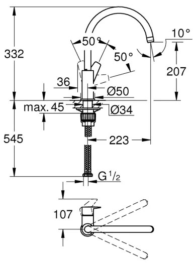 GROHE 31233001 - START mosogató csaptelep, fényes króm