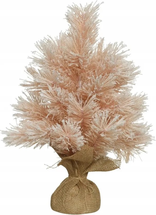 Mini Dekoratív műfenyő púderrózsaszín havas 45cm