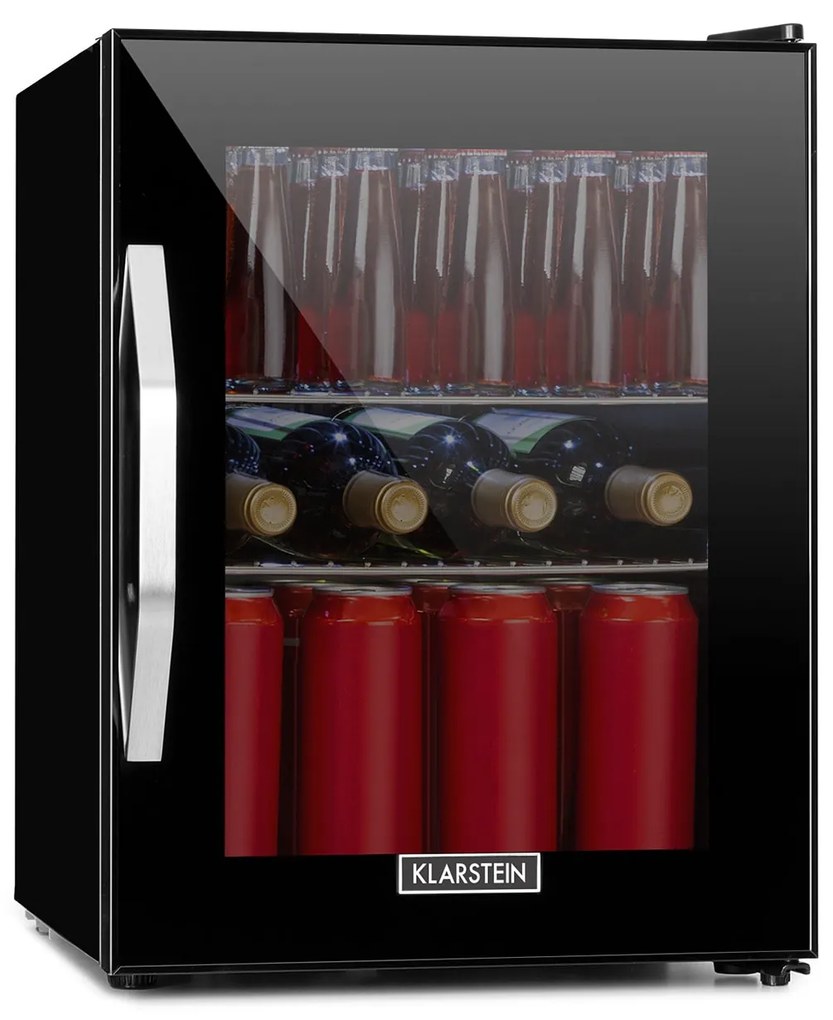 Klarstein Beersafe M Onyx, hűtőszekrény, C energiahatékonysági osztály, LED, 2 fém rács, üvegajtó