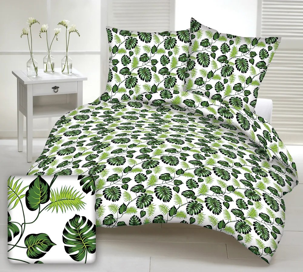 MONSTERA LEVÉL krepp ágynemű DeLuxe Ágynemű mérete: 140x200 cm, A csomag tartalma: Készletcsomagolás