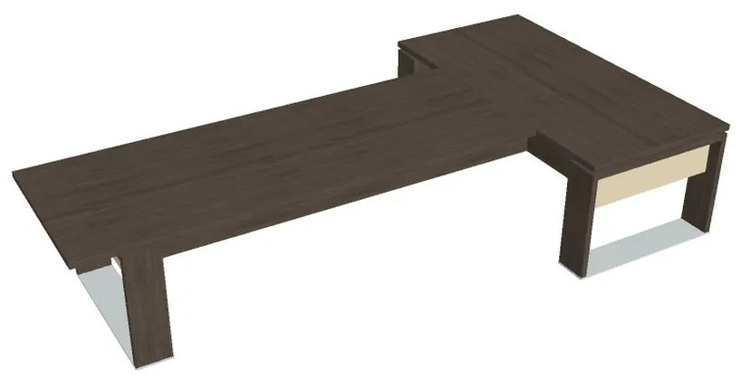 Verno+ S asztal 200 x 370 cm, kiegészítő íróasztallal, antracit tölgy / vanília