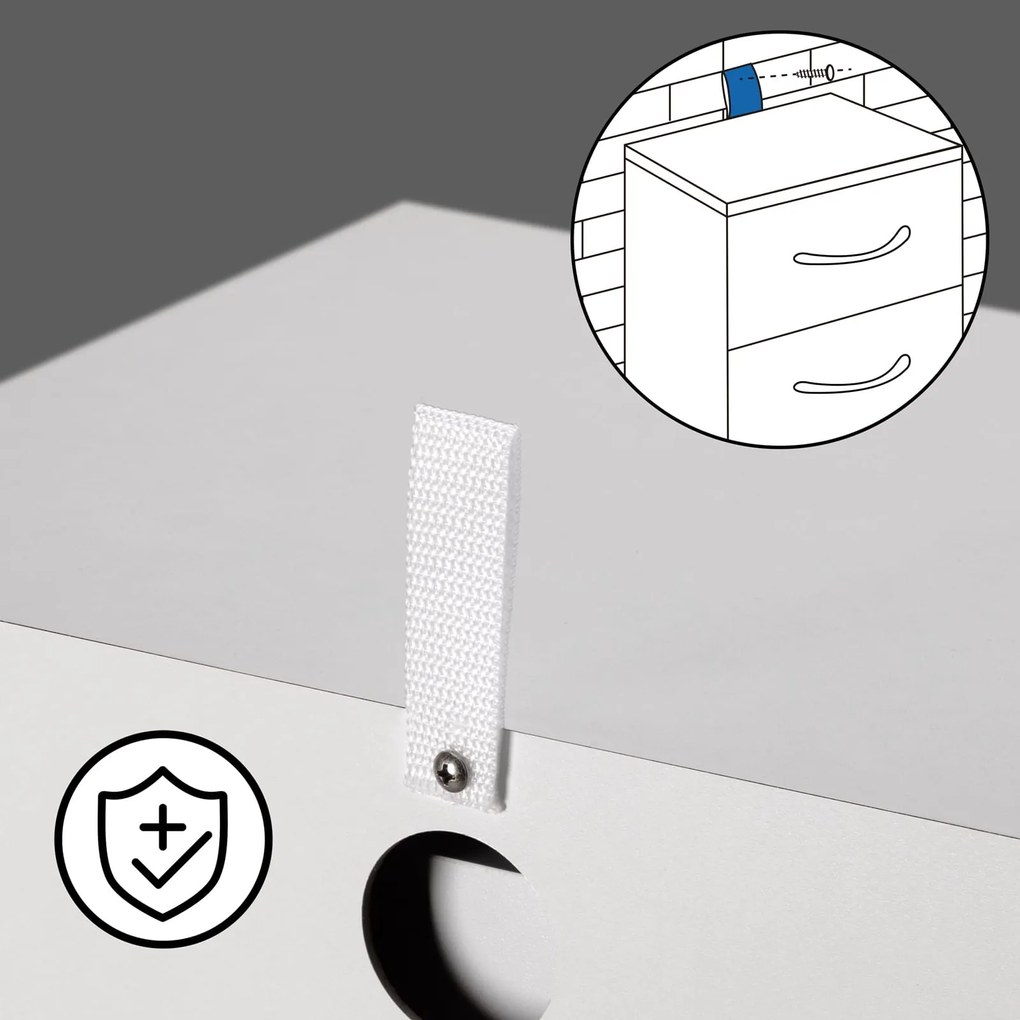 ELOISE éjjeliszekrény világítással, 54x39x28cm, fehér Casaria