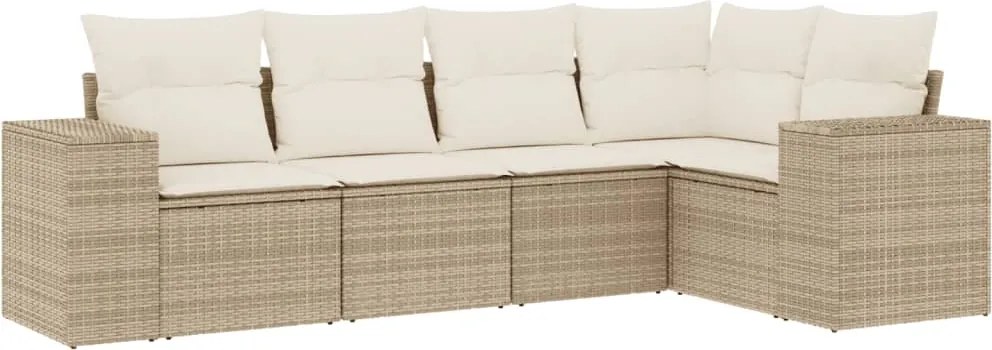 vidaXL 5 részes bézs polyrattan kerti ülőgarnitúra párnákkal