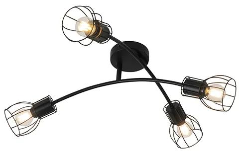 Modern mennyezeti lámpa, fekete, 60 cm, 4 lámpával állítható - Botu