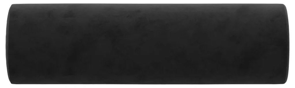 2 db fekete bársony díszpárna Ø15x50 cm