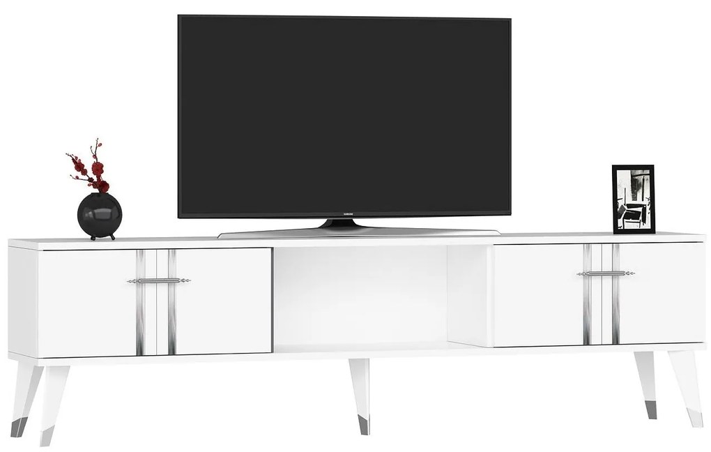 TV asztal/szekrény Pebine 2 (fehér + ezüst) . 1095308