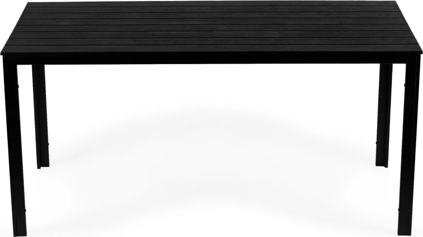 Kerti asztal, MultiGarden SAK-156, fekete, 156 x 78 cm, 6 személyes, magasság: 74 cm, fahatású műanyag asztallap, porszórt acél váz, teherbírás: 150 kg
