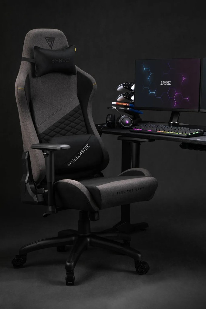 Gamer szék SENSE7 Spellcaster szövet fotel Senshi Edition XL szürke