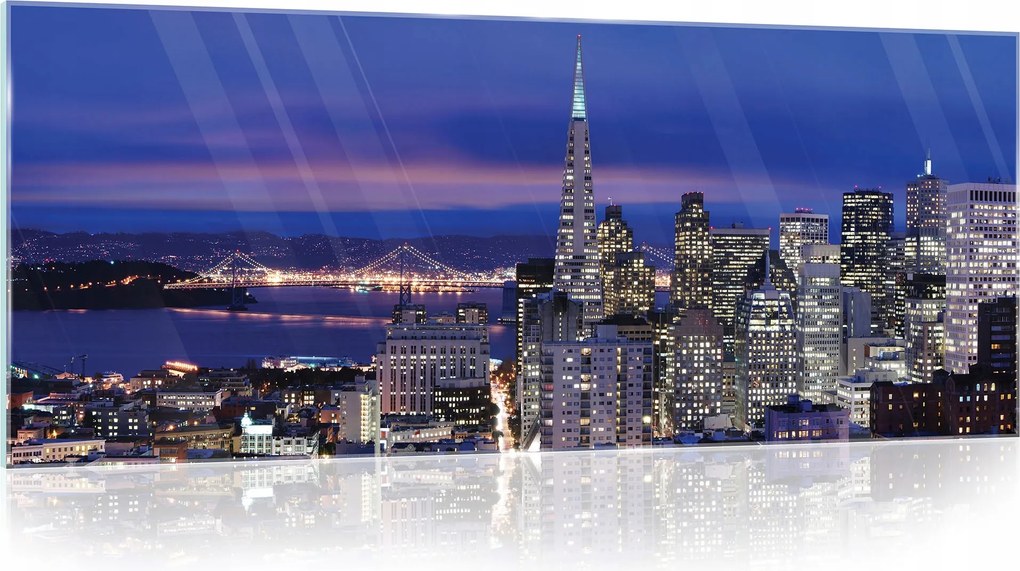 Üvegfestmény Város Éjszaka nagy 125x50