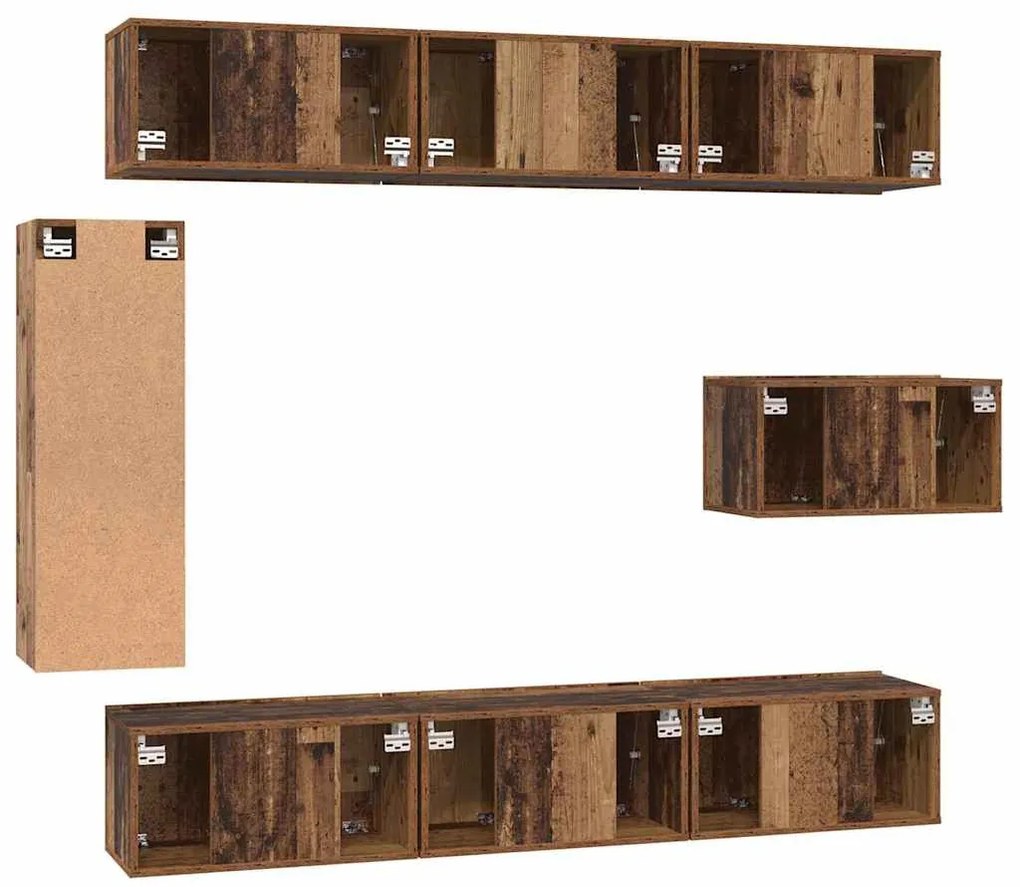 TV szekrény garnitúra 8 pcs Régi fa 30.5 x 30 x 90 cm Faanyag
