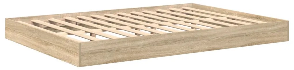 vidaXL Könyvespolcos Ágy fejtámlával sonoma tölgy 140 x 200 cm Faanyag