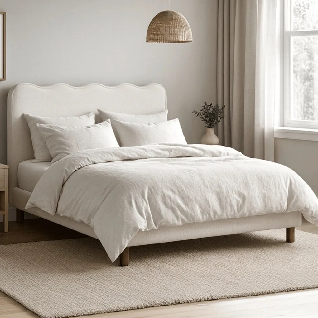 Łóżko 160x200 IZMIR Kremowe Boucle