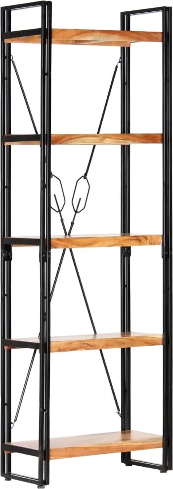 vidaXL 5 szintes tömör akácfa könyvespolc 60 x 30 x 180 cm