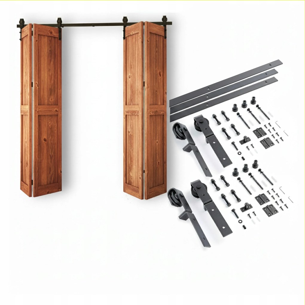 Tolóajtó rendszer 2 szárnyú összecsukható 3 m, Harmonika