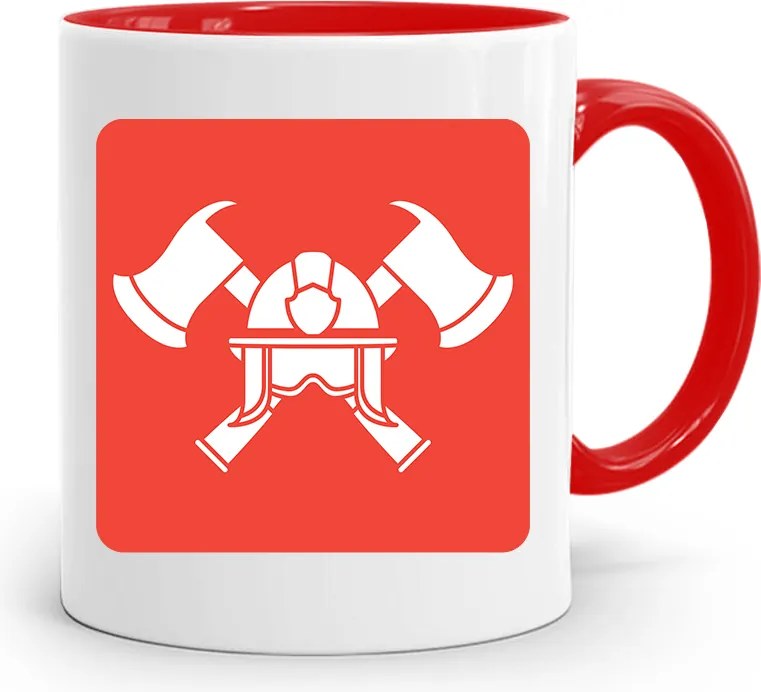 Piros Bögre Tűzoltónak Tűzoltó Címer Ajándék fényképes nyomtatással