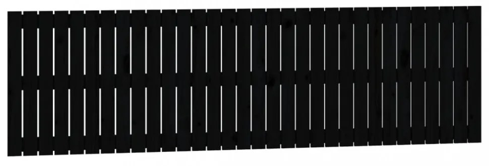 fekete tömör fenyőfa fali fejtámla 204 x 3 x 60 cm