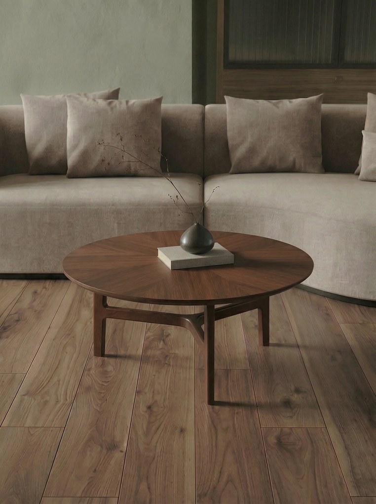 MAZZONI EXPORT BELLUNO Natúr Dió (Sötétbarna) - FA DOHÁNYZÓASZTAL Ø65 cm KEREK MODERN CLASSIC