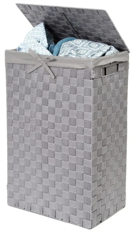 Laundry Basket Linen szürke, fedeles szennyeskosár, magasság 60 cm - Compactor