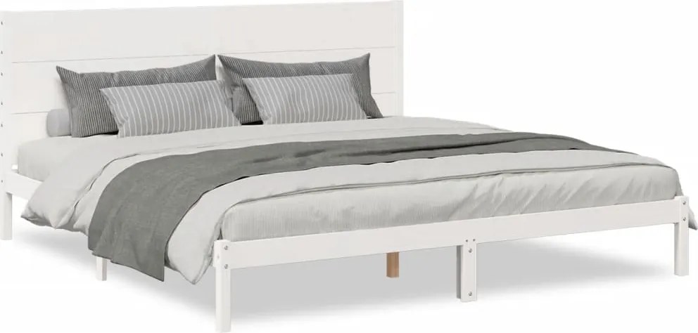 vidaXL fehér tömör fa extra hosszú ágykeret matrac nélkül 200 x 210 cm