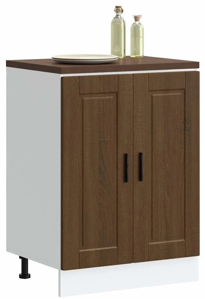 vidaXL Porto barna tölgy színű szerelt fa konyhai alapszekrény