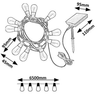 Rabalux 77165 - LED Napelemes lánc ZIRC LED/3,6W/3,7V 1200mAh IP44