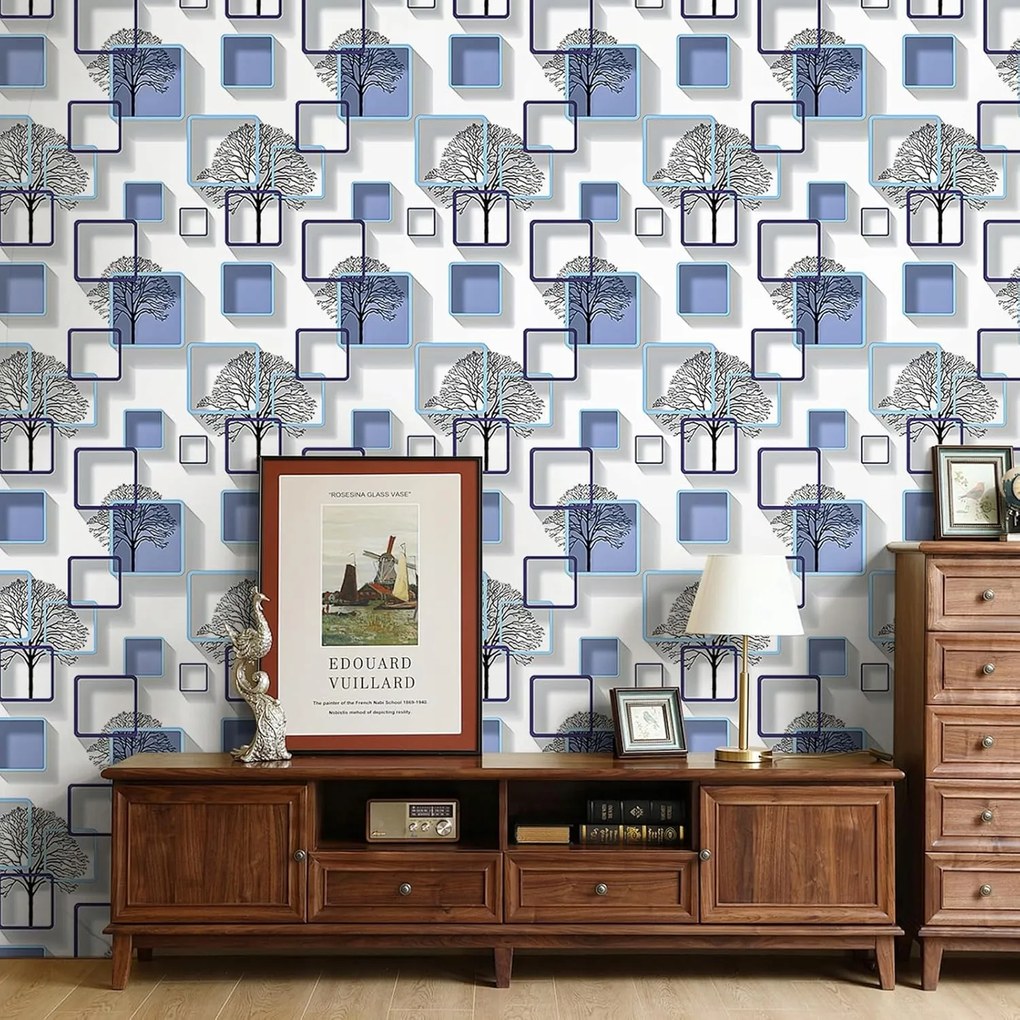 Öntapadós fali tapéta bútorra Kék 44,5 cm x 10 m