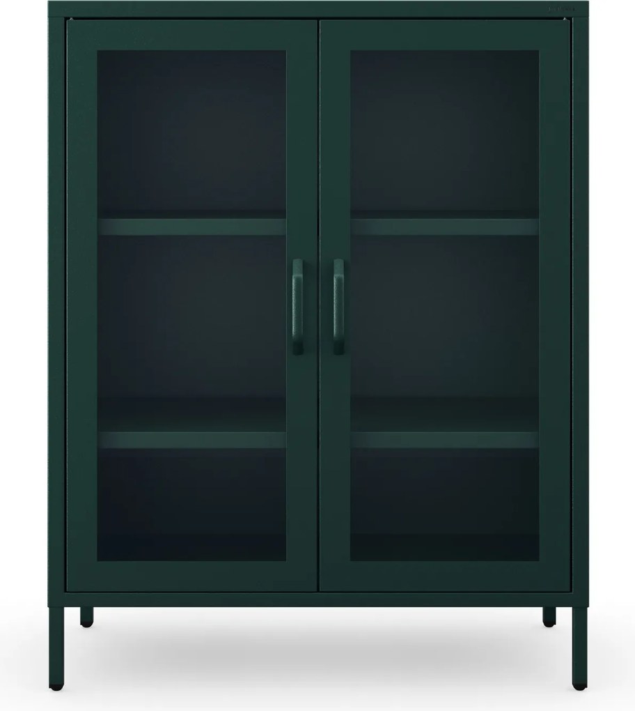Alacsony, lábakon álló, üvegzöld üveges vitrin, 800x1015x400 mm: GINA Modern