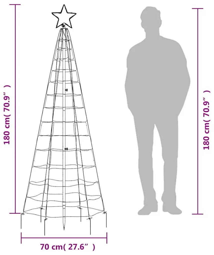 színes LED karácsonyfa tüskékkel 220 LED 180 cm