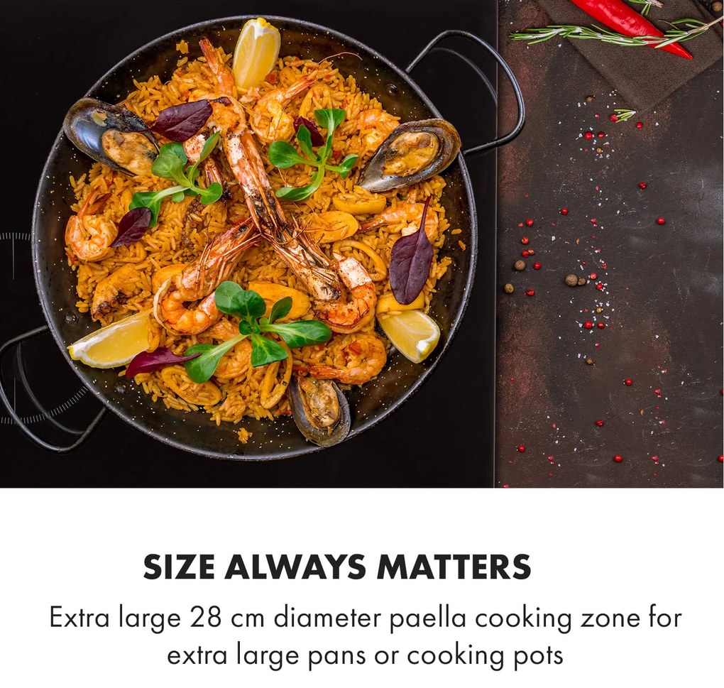 Klarstein Delicatessa 3, indukciós főzőlap, 5800 W, 3 zóna, üvegkerámia, fekete