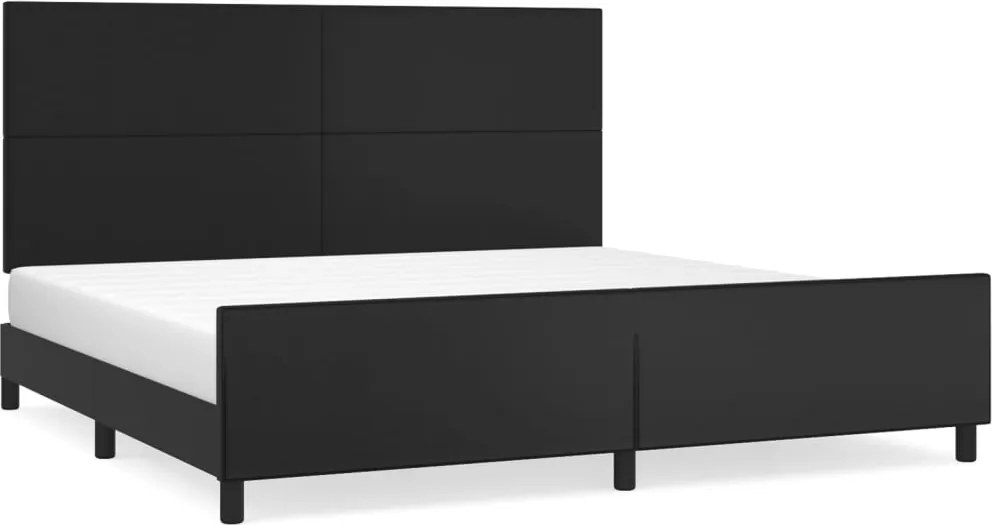 vidaXL fekete műbőr ágykeret fejtámlával 200x200 cm