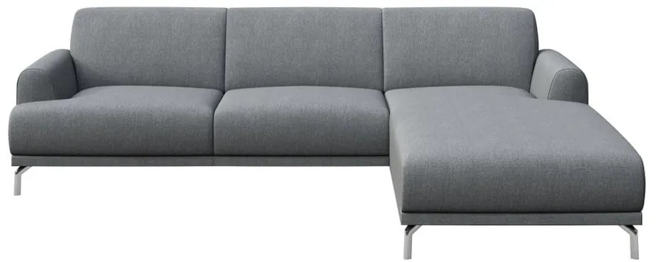 Puzo világosszürke sarokkanapé jobb oldali fekvőfotellel - MESONICA