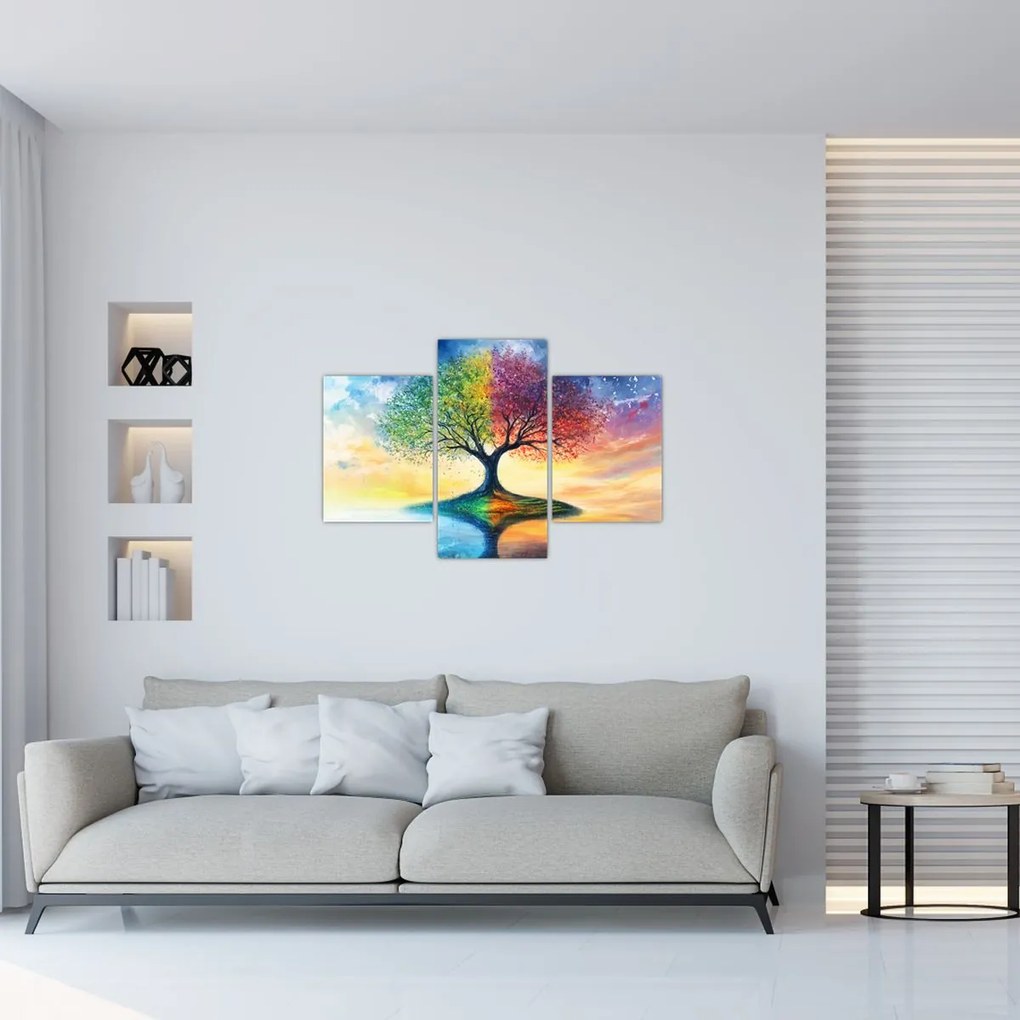 Kép – Évszakok festett fája (90x60 cm)