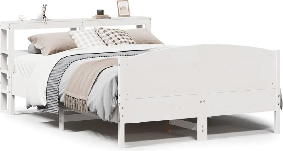 vidaXL fehér tömör fenyőfa ágy matrac nélkül 120 x 200 cm