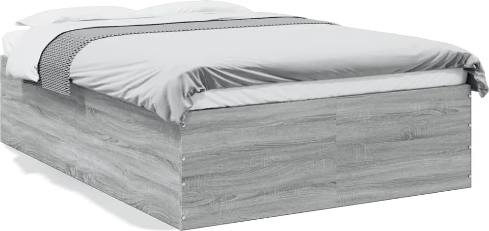 vidaXL sonoma tölgyszínű szerelt fa ágykeret 135 x 190 cm
