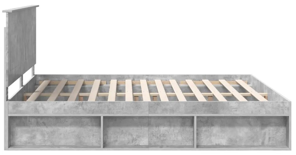 vidaXL Ágykeret fejtámlával Beton 200 x 200 cm Tömör fenyőfa
