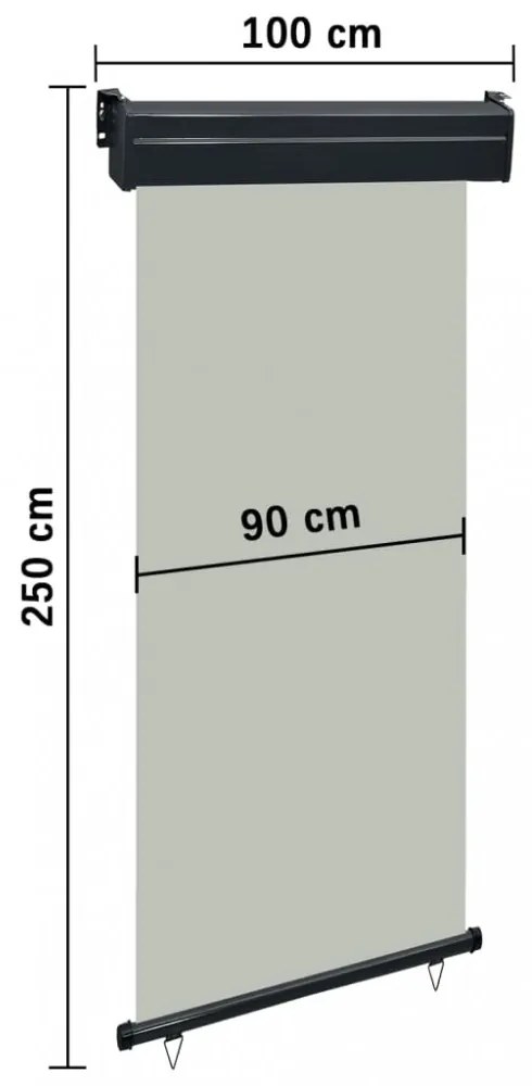 szürke oldalsó terasznapellenző 105 x 250 cm