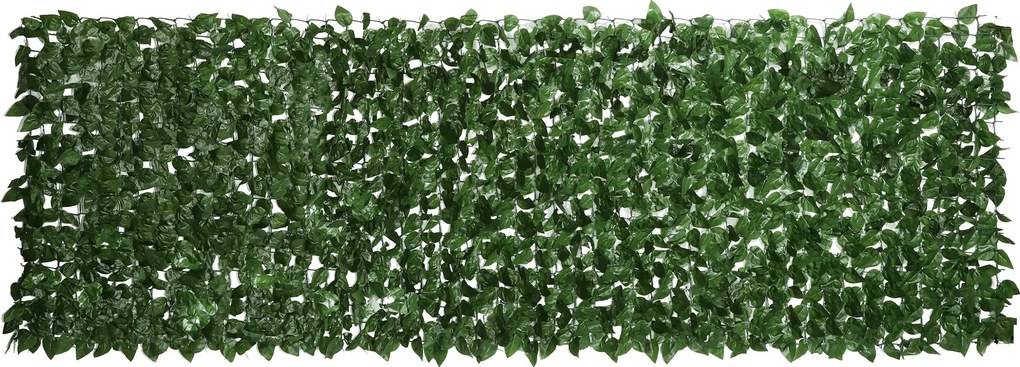 Outsunny Mesterséges Sövény Privátszűrő Dekorációs Tekercs 3L x 1H m Valódi Bükk Levél Anti-UV, Selyem Levél, Sötétzöld | Aosom