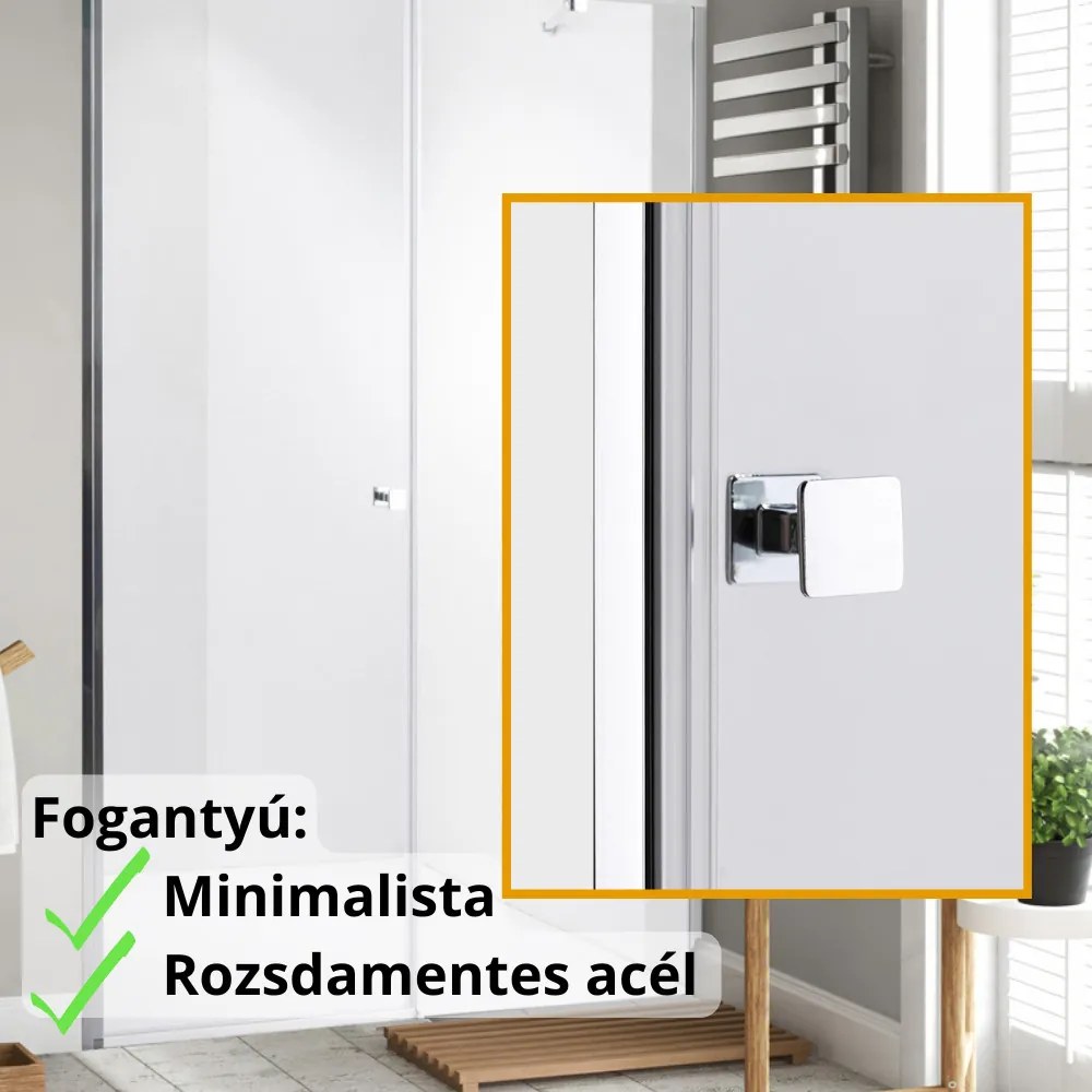 Stuxi Bari Fix 170 cm (70+100) széles nyíló zuhanyajtó fix fallal, 6 mm vízlepergető üveggel, króm profillal, 195 cm magas