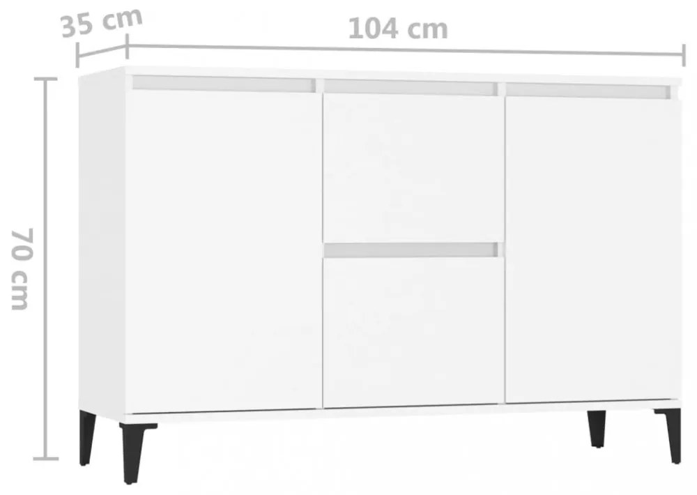 fehér szerelt fa tálalószekrény 102 x 35 x 70 cm
